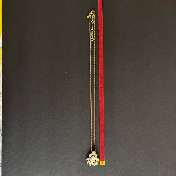 J Crew Gold-Tone Necklace Iridescent AB Crystal Pendant Elegant Statement - Picture 5 of 9